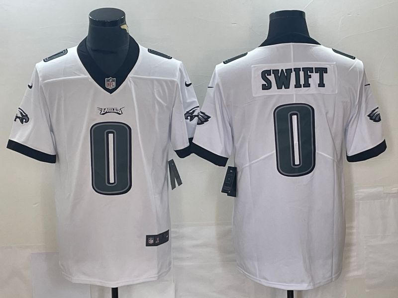 Men Philadelphia Eagles 0 Swift White 2023 Nike Vapor Limited NFL Jersey style 5